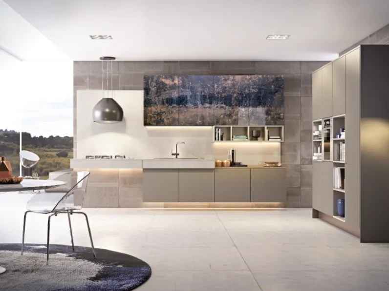 Cucina Moderna ad angolo Cuka composizione 01 in laccato opaco di Di Iorio