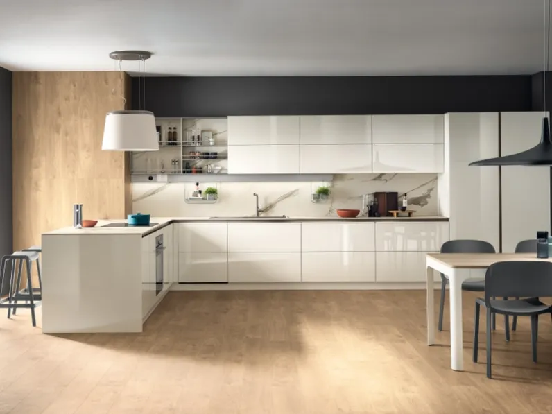 Cucina Moderna Dandy Plus Bianco Lucido di Scavolini