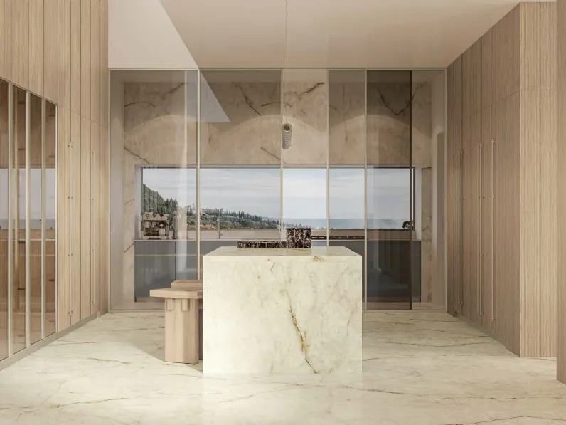 Cucina Moderna lineare in vetro Daytona Natural di Arrex