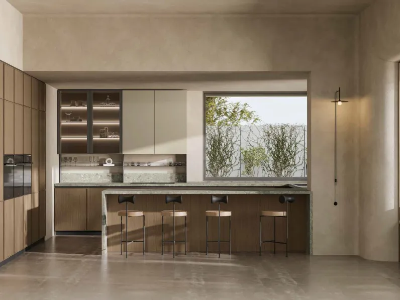 Cucina Moderna in rovere con penisola Daytona Sharing di Arrex