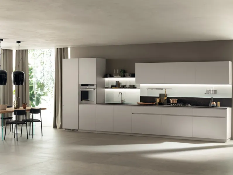 Cucina Moderna DeLinea in laccato Grigio Chiaro di Scavolini