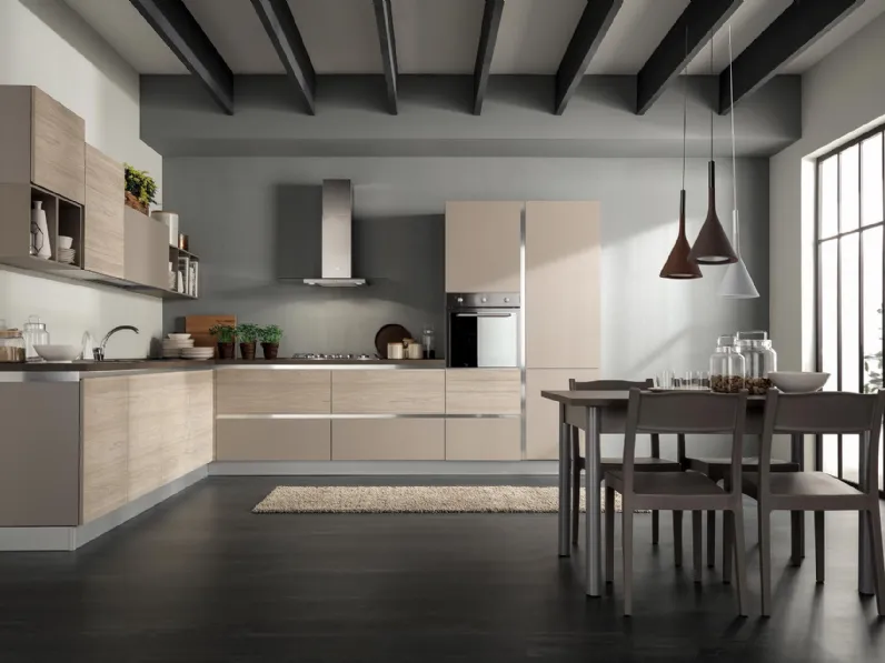 Cucina Moderna Delizia 04 Olmo Grigio e Tortora Opaco di Net Cucine
