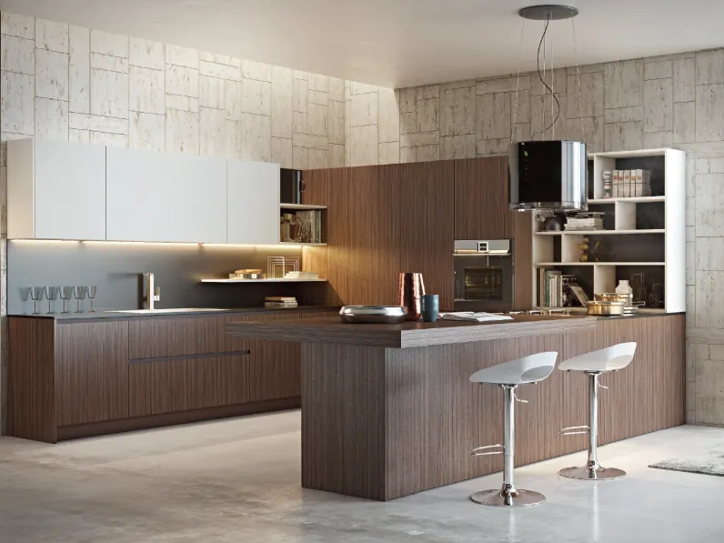 Cucina Moderna con penisola Cuka composizione 05 di Di Iorio