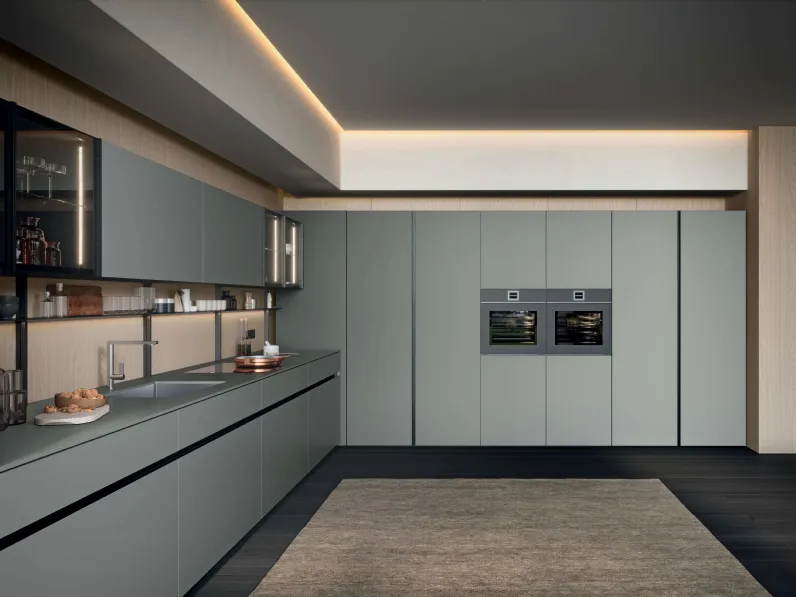 Cucina Moderna GI30 angolare in laccato Grigio opaco di Dibiesse