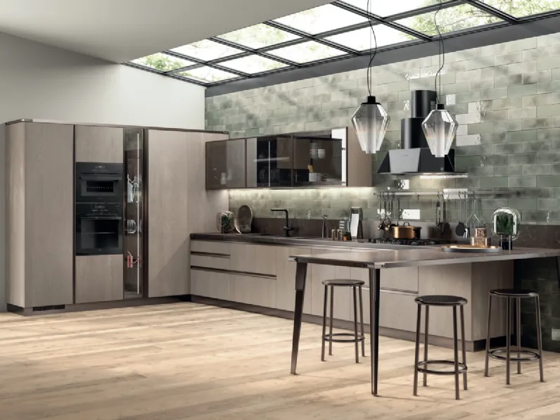 Cucina Moderna Diesel Open Workshop in Rovere Gessato di Scavolini