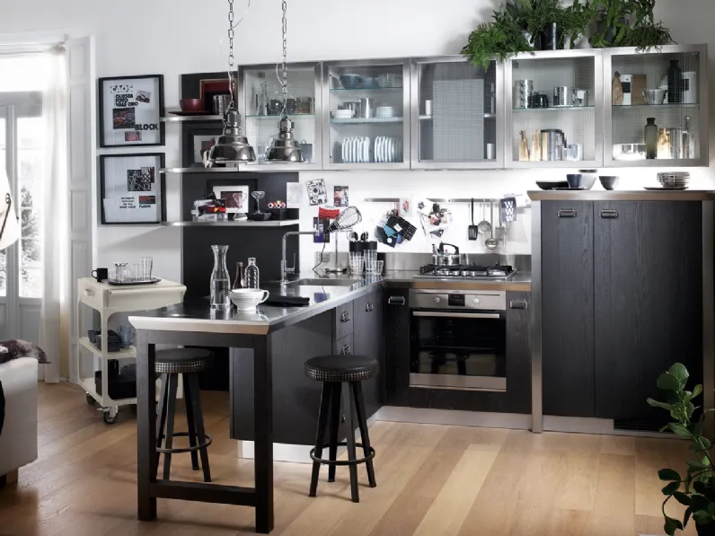 Cucina Moderna Diesel Social Kitchen in Rovere Tempera Black di Scavolini