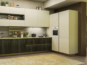 Cucina angolare Doha Evo Cucine: design contemporaneo in Canapa e Noce.