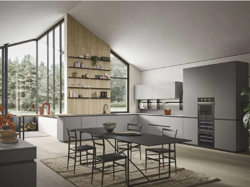 Cucina Moderna Emporio Job angolare con penisola di Dibiesse