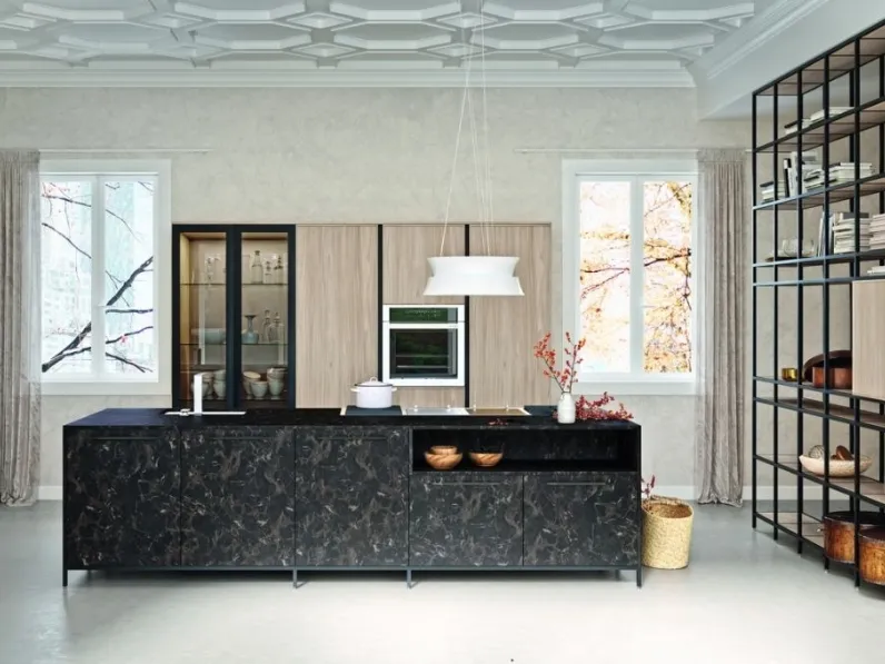 Cucina Moderna Energy comp 02 in Pietra Nera di Lyons Cucine