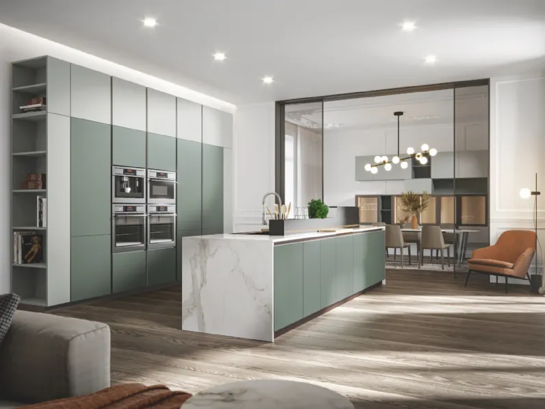 Cucina Moderna con isola Era con isola in PVC laccato opaco di Home Cucine