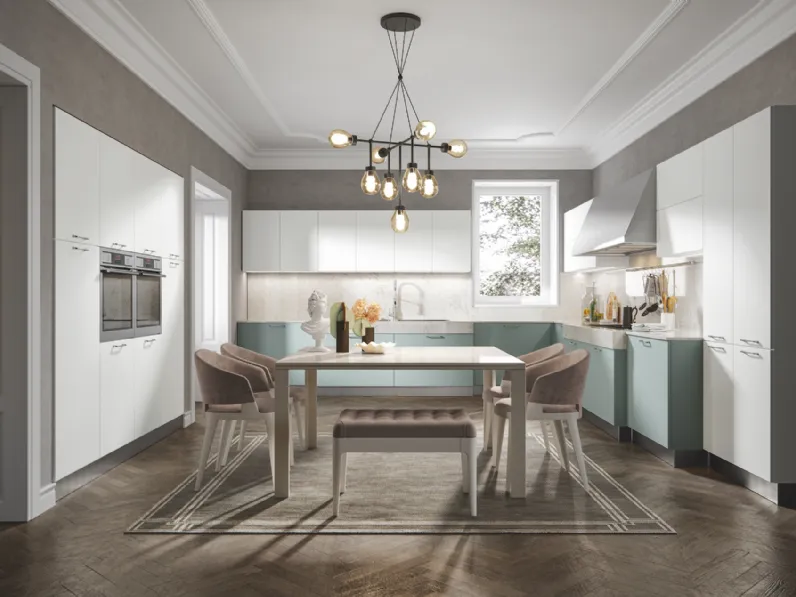 Cucina Moderna Era angolare in PVC laccato opaco di Home Cucine