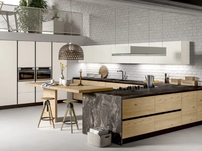 Cucina Moderna Essenza angolare con penisola di Atra Cucine