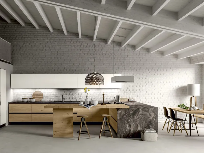 Cucina Moderna Essenza angolare con penisola di Atra Cucine