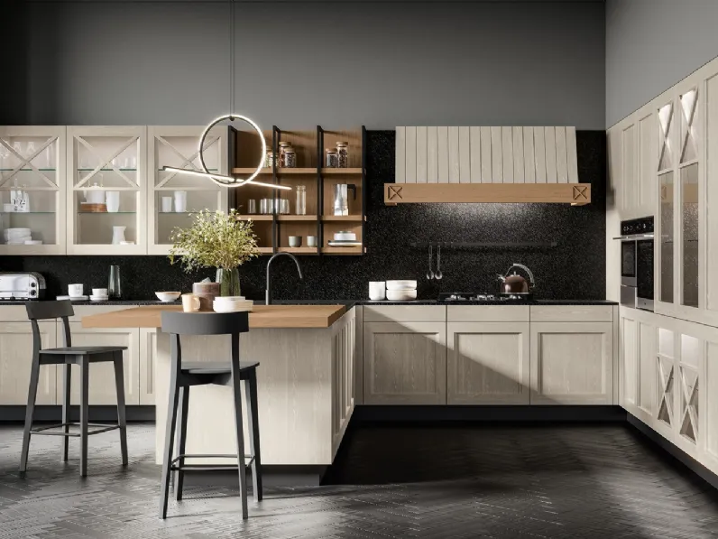 Cucina Moderna con penisola in legno Frida di Arredo3