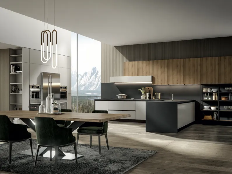 Cucina Moderna Genesi con penisola in pet Duna di Home Cucine