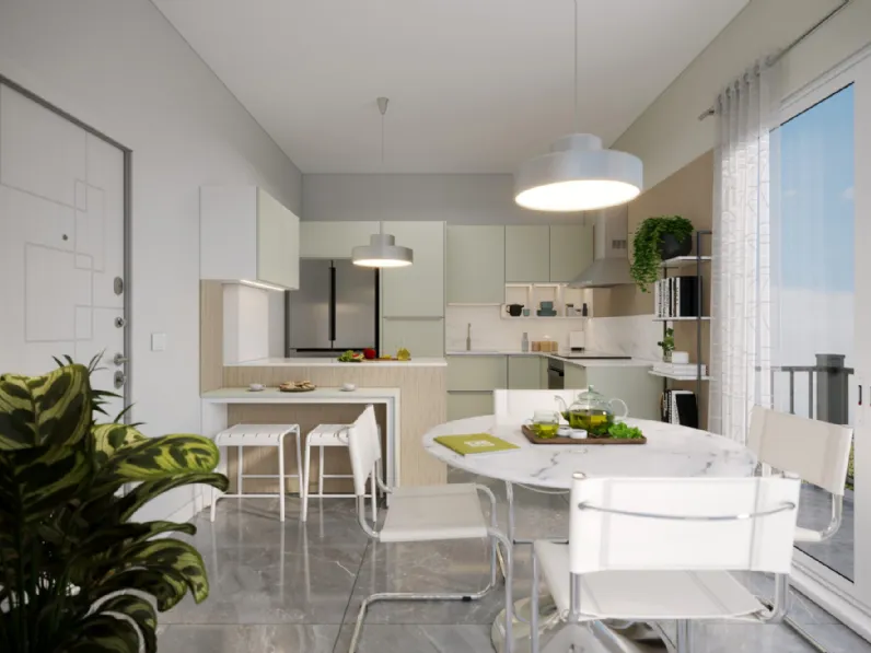 Cucina Moderna con penisola Giada '58 di Life Cucine