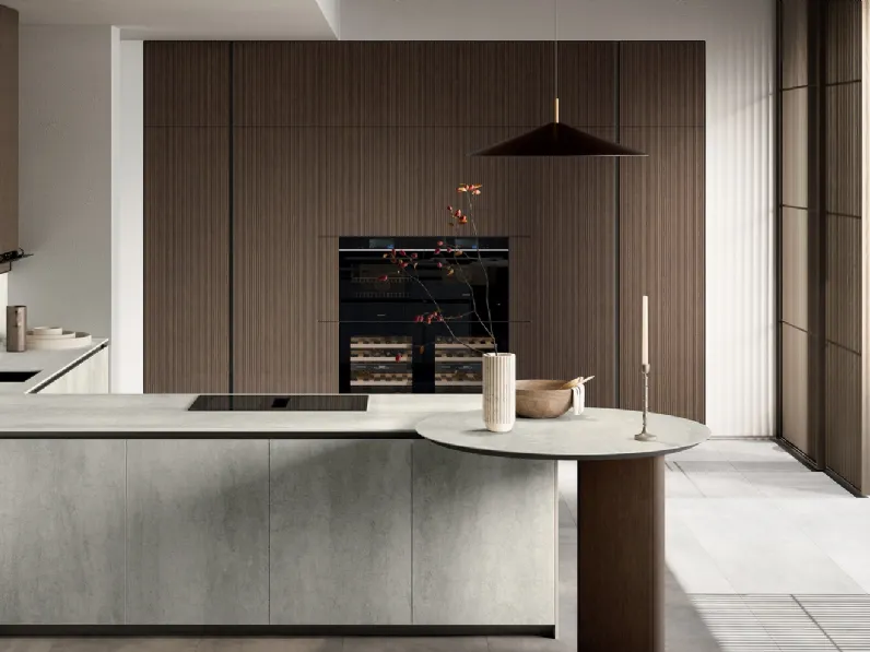 Cucina Moderna in gres con penisola Glass di Arredo3