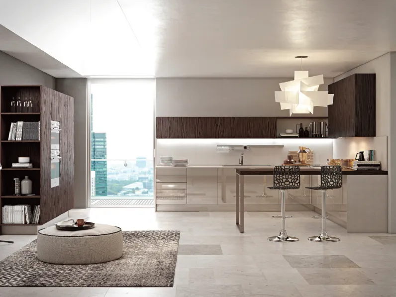 Cucina Moderna con penisola Gliss composizione 02 in laminato e melaminico di Di Iorio