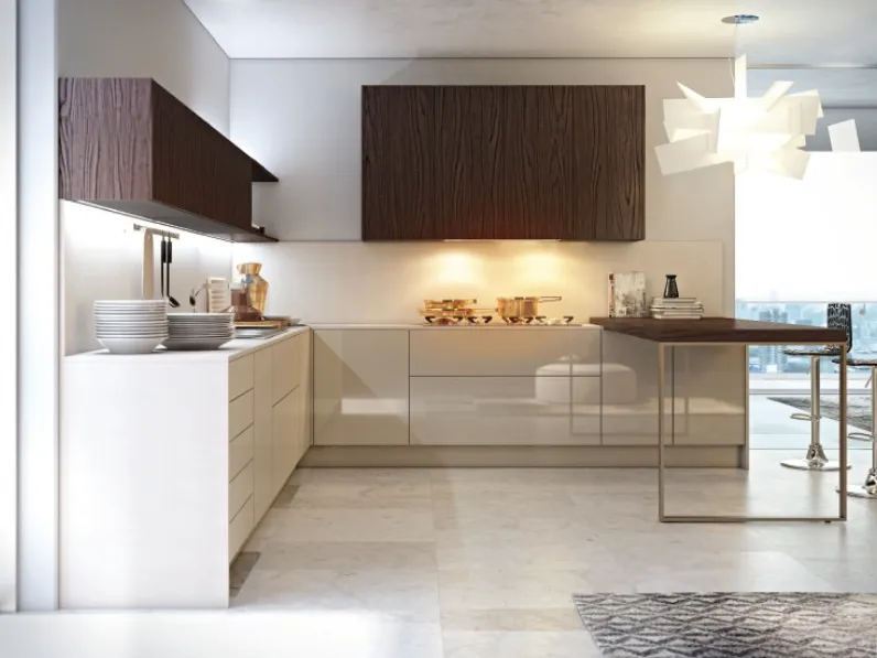 Cucina Moderna con penisola Gliss composizione 02 in laminato e melaminico di Di Iorio
