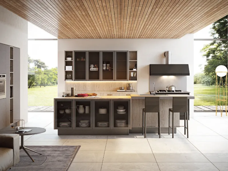 Cucina Moderna con isola Gliss composizione 09 in melaminico di Di Iorio