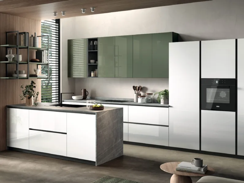 Cucina Moderna con penisola Gloss 01 di Essebi