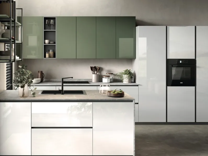 Cucina Moderna con penisola Gloss 01 di Essebi