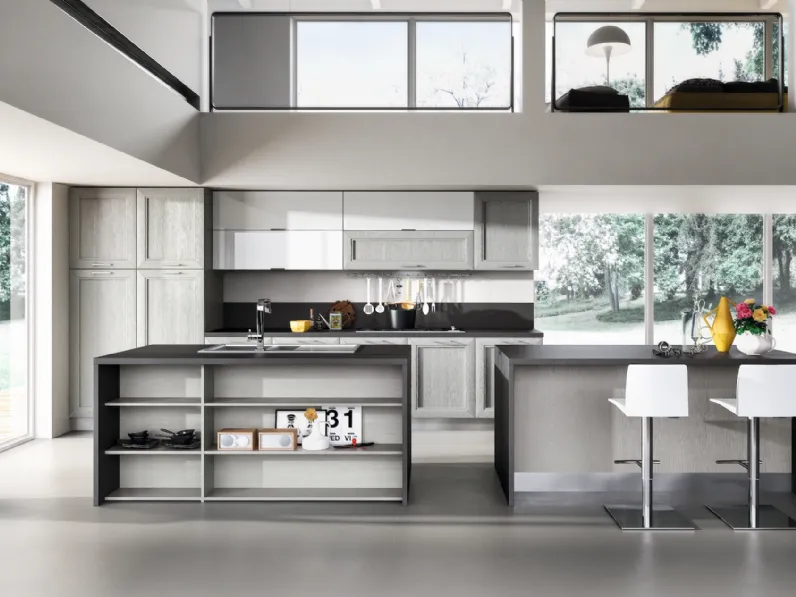 Cucina Moderna in frassino Metropoli con doppia isola di Home Cucine