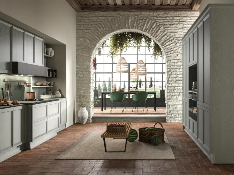 Cucina Moderna Impero Contemporaneo 01 in frassino laccato decapato di Astra