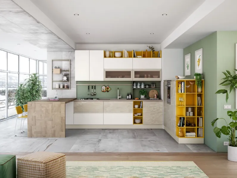 Cucina Moderna Jey Feel con penisola di Creo