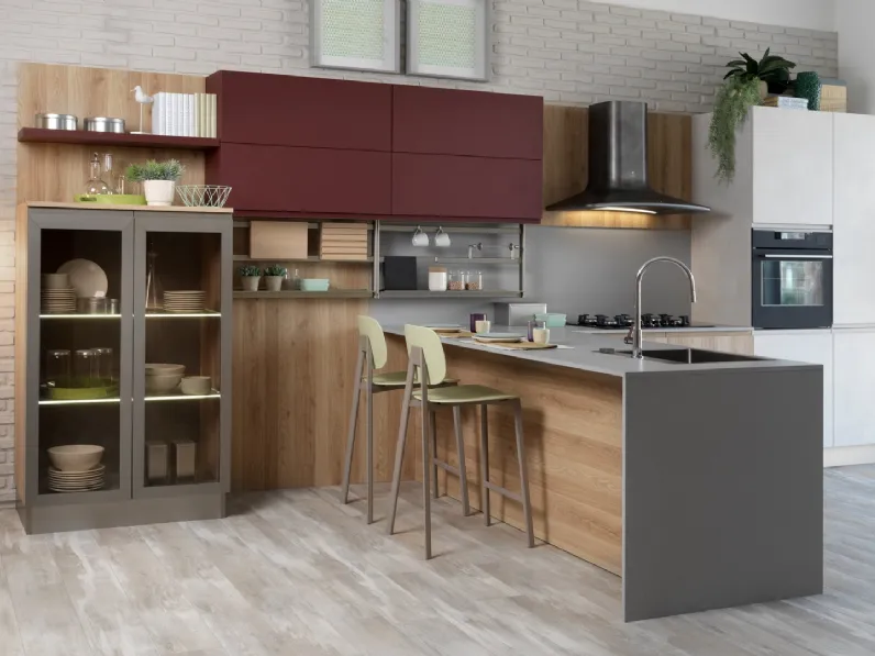 Cucina Moderna Jey Feel con penisola di Creo