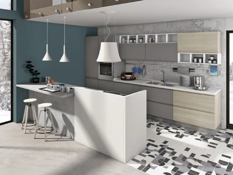 Cucina Moderna Jey Feel con penisola di Creo