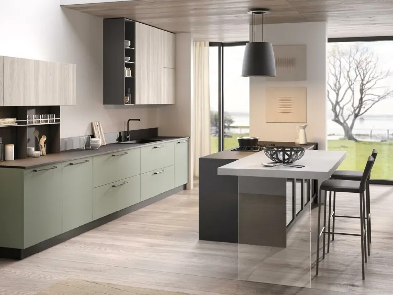Cucina Moderna Korinna Rovere e Salvia di Evo Cucine