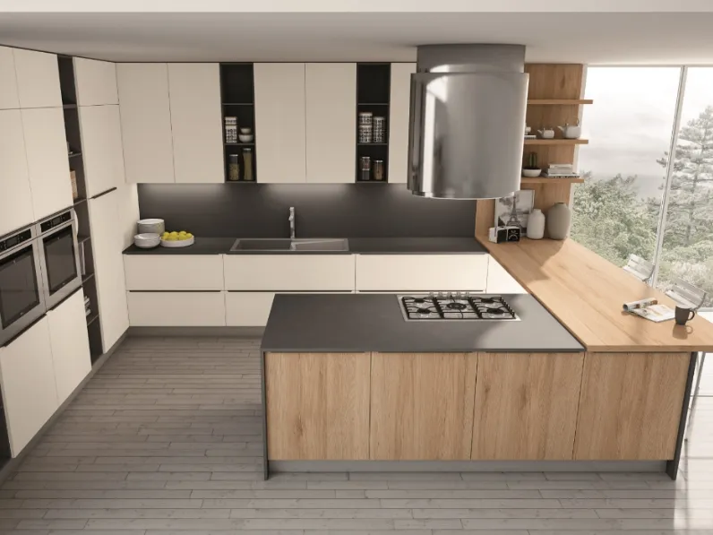 Cucina Moderna con penisola Krea 2 di Cucinesse