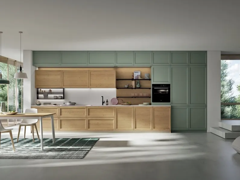 Cucina Moderna lineare Kyoto 08 in rovere e laccato di Ar-due