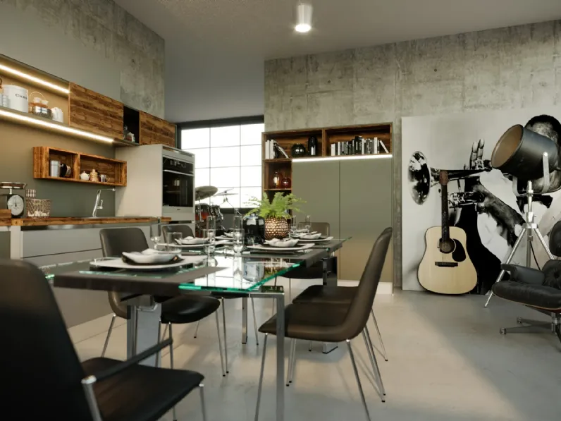 Cucina Moderna in linea Led Grigia di Life Cucine