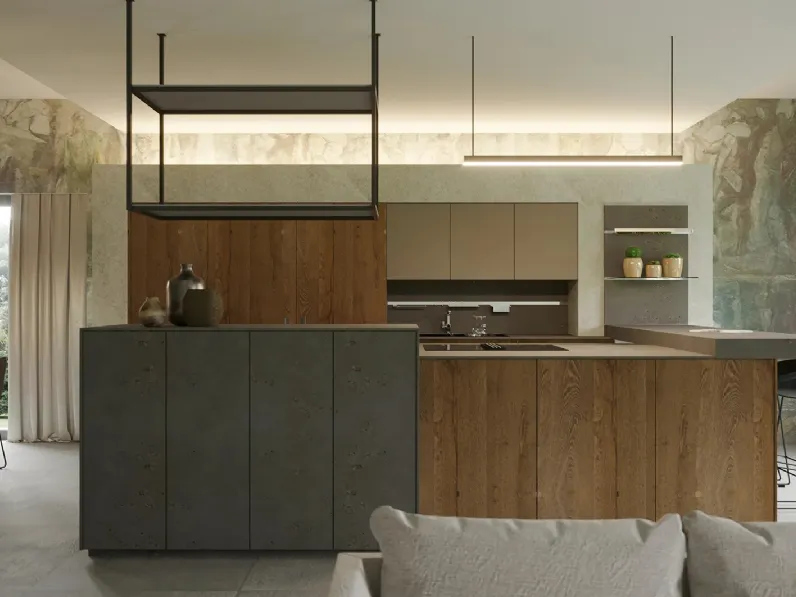 Cucina Moderna con penisola Legno di Life Cucine