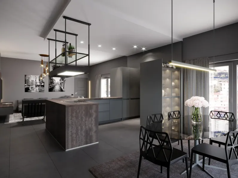 Cucina Moderna con penisola Tatto Ardesia di Life Cucine