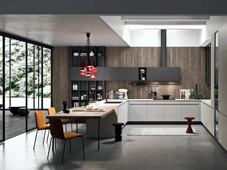 Cucina Moderna con penisola Line Moderno 17 di Astra
