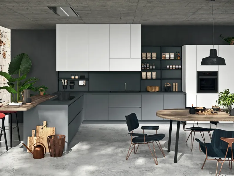 Cucina Moderna con penisola Line Moderno 18 di Astra