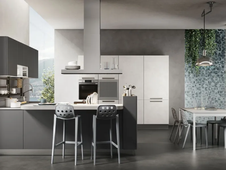 Cucina Moderna con penisola Unica 09 di Lube