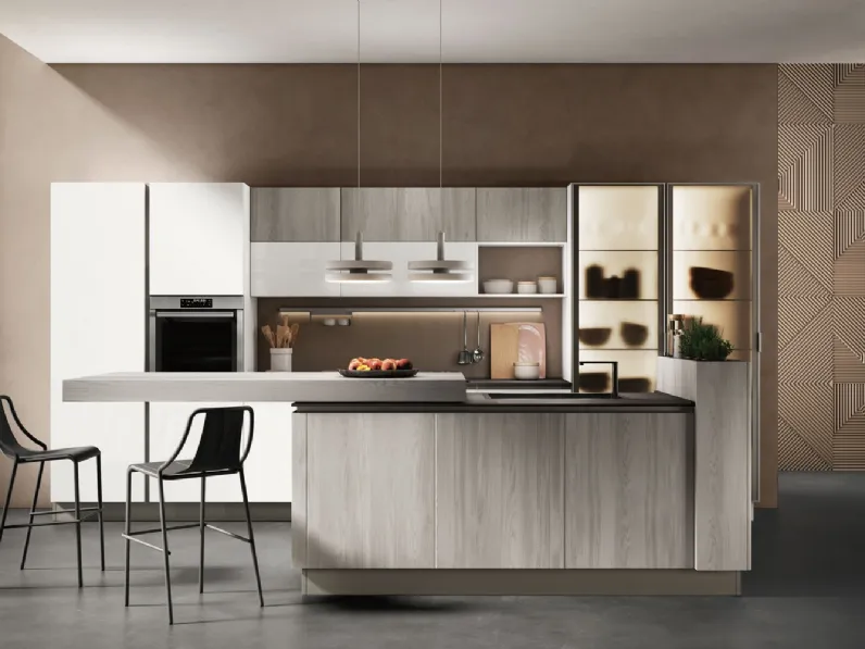 Cucina Moderna con isola Unica 13 di Lube