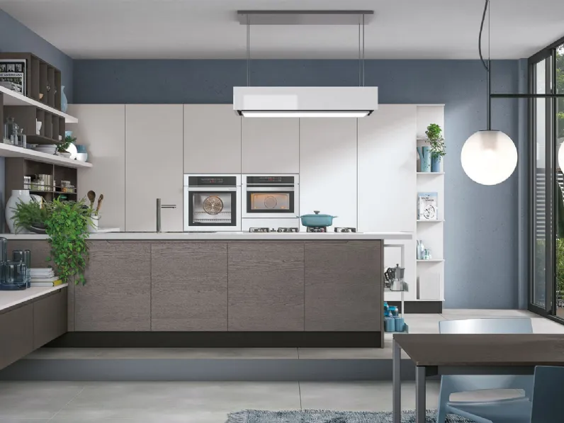 Cucina moderna con penisola Luna 05 di Lube