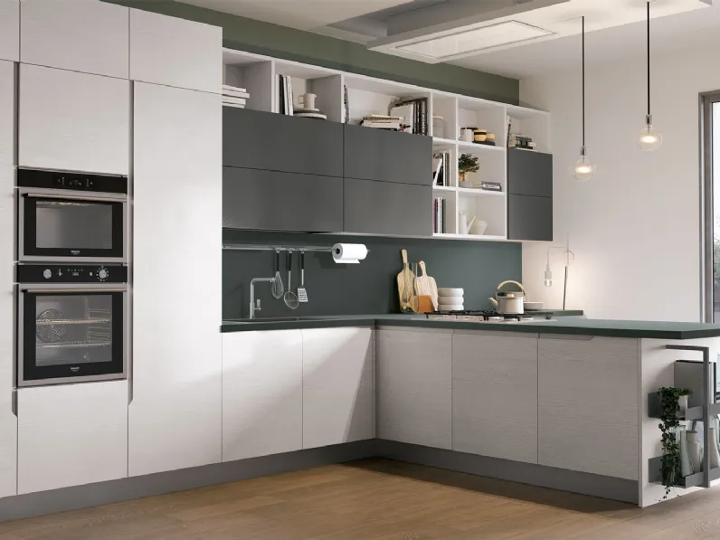 Cucina moderna Luna 07 con penisola di Lube