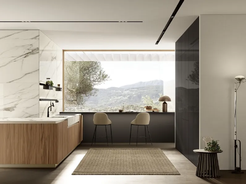 Cucina Moderna con penisola Lungomare Plus Cannettato 03 di Colombini Kitchen