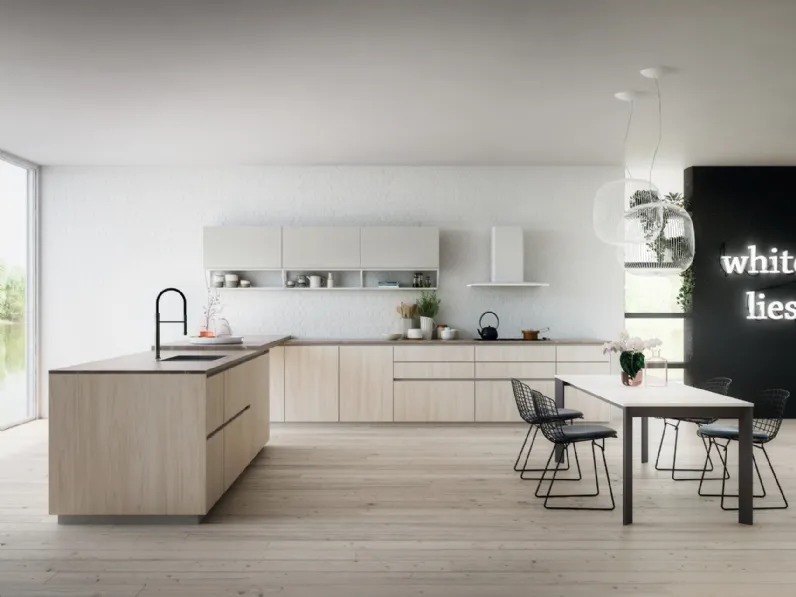 Cucina Moderna con penisola Energy-Plana-Sky comp 08 in Noce Juta di Lyons Cucine