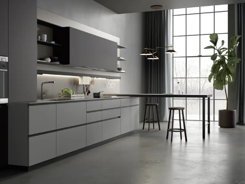 Cucina Moderna con penisola M2 Linea Grigio di Meson's Cucine