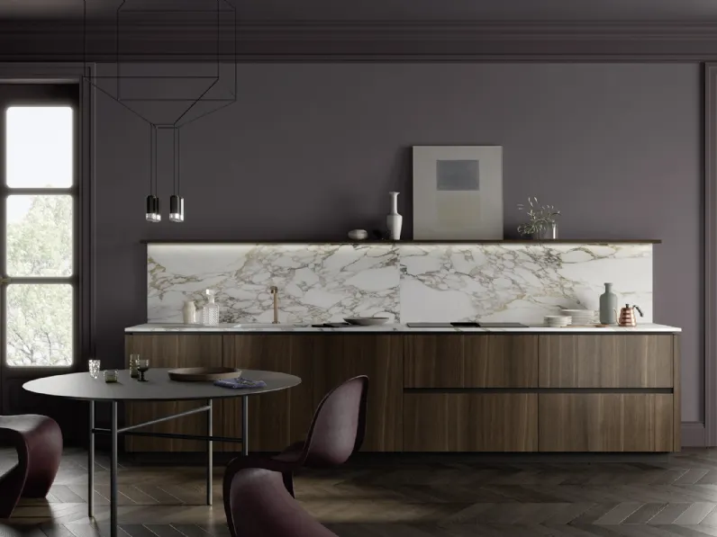 Cucina Moderna M2 Goccia in Rovere e Marmo di Meson's Cucine