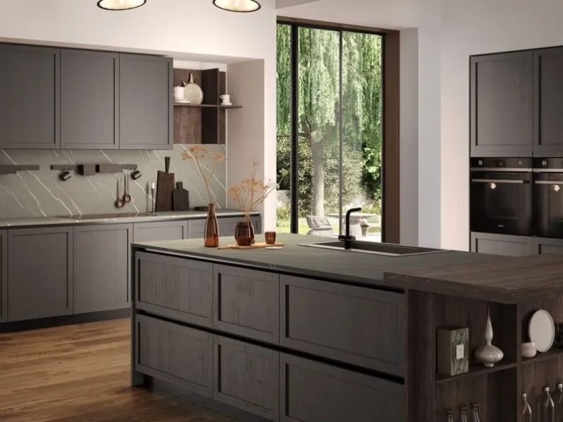 Cucina Moderna con isola Marlene 02 in frassino laccato di Ciao Cucine