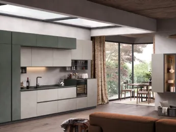 La cucina lineare Moderna Materia 01 di Essebi combina design essenziale e funzionalità moderna.