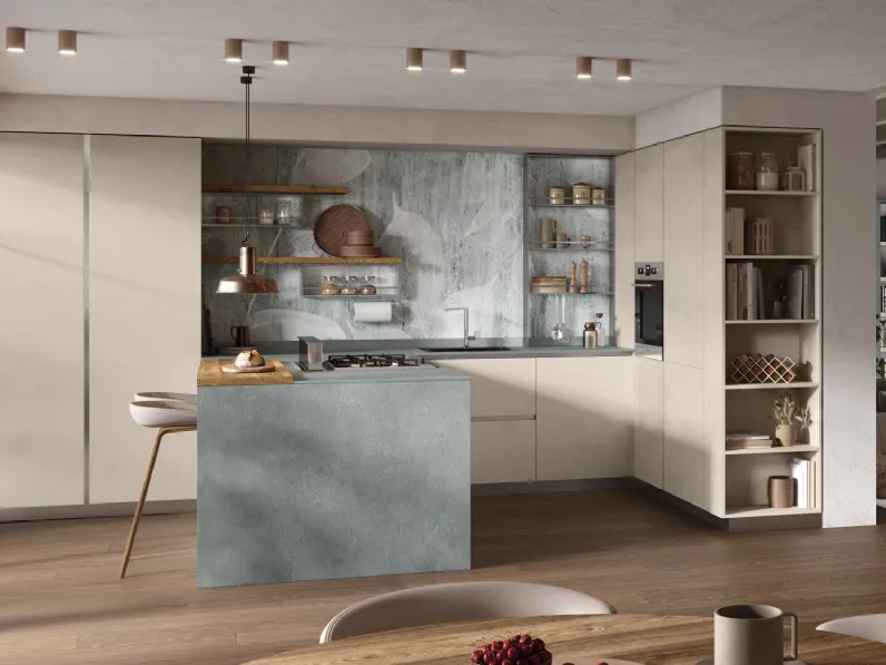 Cucina Moderna con penisola Materia 03 di Essebi